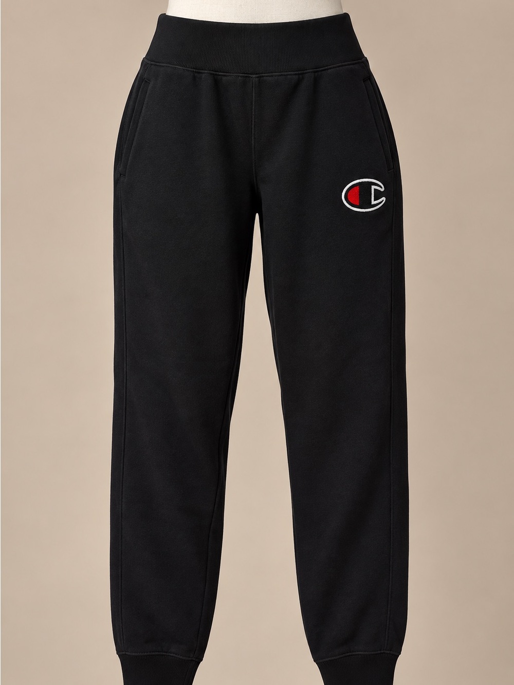 Champion Reverse Weave Black Jogger Sweatpants Logo Size XL
